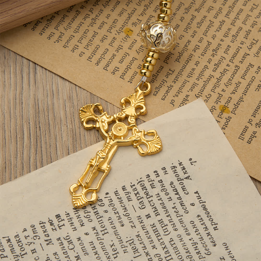 Elegant White Virgin Mary Rosary with Custom Name Letters