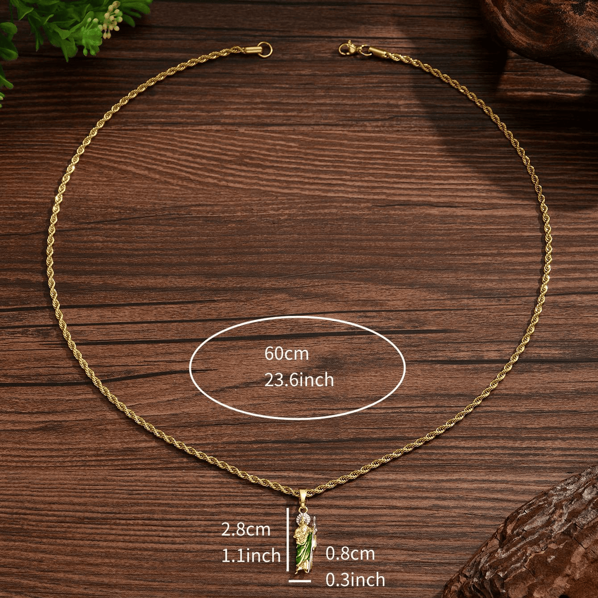 St. Jude Pendant Necklace in Four Sizes with Vibrant Green Robe: A Symbol of Hope and Divine Protection