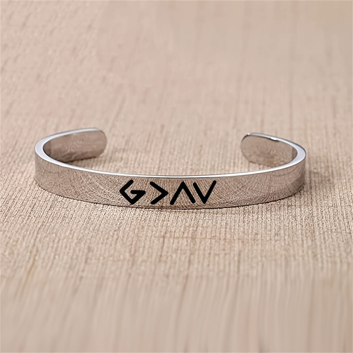 God is Greater Than the Highs and Lows Engraved Cuff Bracelet: A Symbol of Unwavering Hope