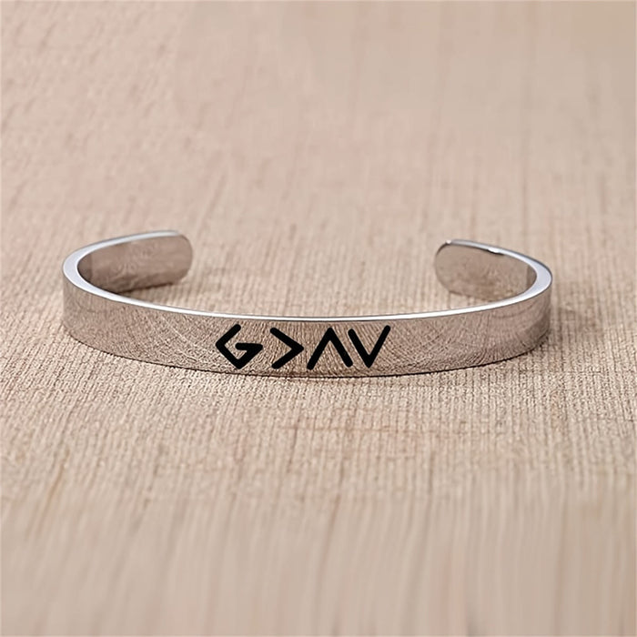 God is Greater Than the Highs and Lows Engraved Cuff Bracelet: A Symbol of Unwavering Hope