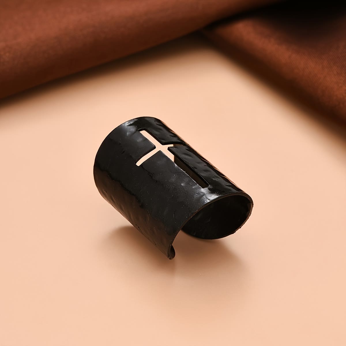 Adjustable Wide Cross Ring with Textured Finish: A Daily Symbol of Faith and Confidence