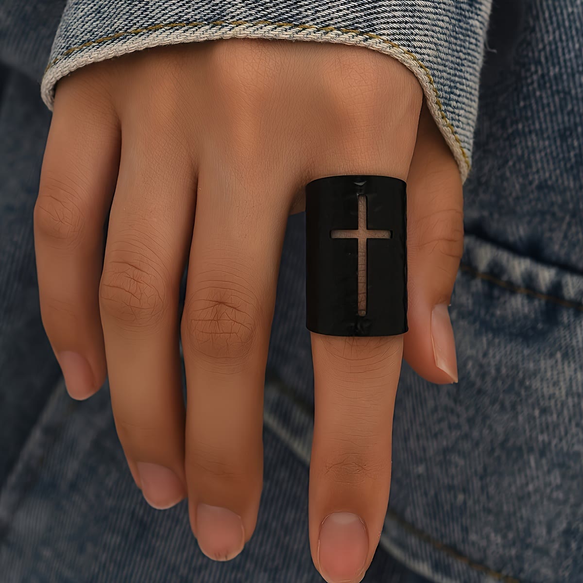 Adjustable Wide Cross Ring with Textured Finish: A Daily Symbol of Faith and Confidence