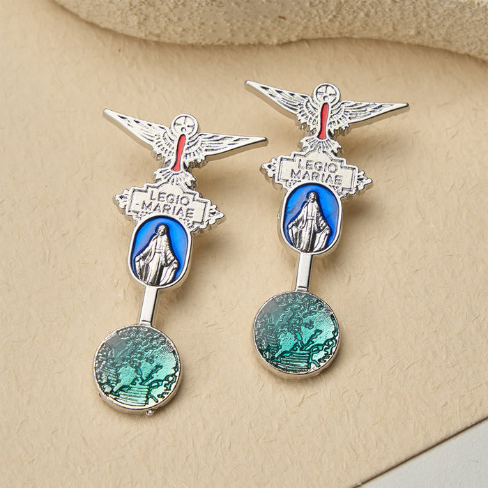 Legio Mariae Enamel Brooch with Holy Spirit Dove & Marian Medal: A Symbol of Marian Devotion