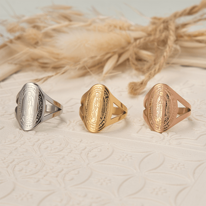 Our Lady of Guadalupe Engraved Devotional Ring: Emblem of Marian Grace & Divine Protection