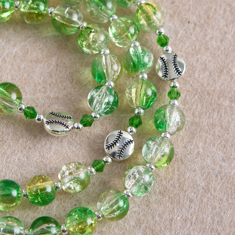 Yellow Green Crackle Glass Rosary: Tennis Ball Beads with Eucharist Medal for Faith in Motion