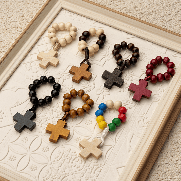 Vibrant Finger Rosary with Simple Cross Pendant: A Daily Symbol of Comfort and Hope