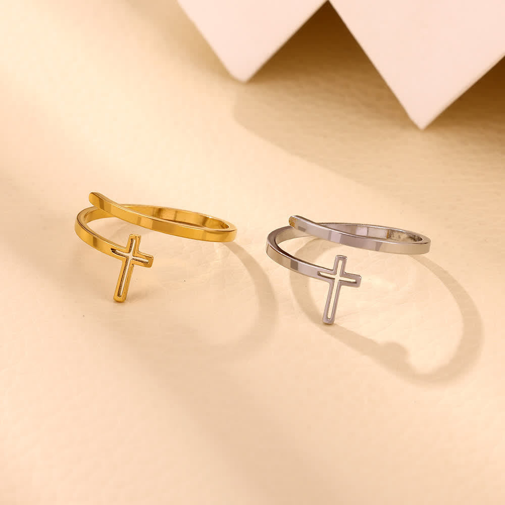 Minimalist Cross Wrap Ring Set: Stackable Faith Jewelry for Daily Use