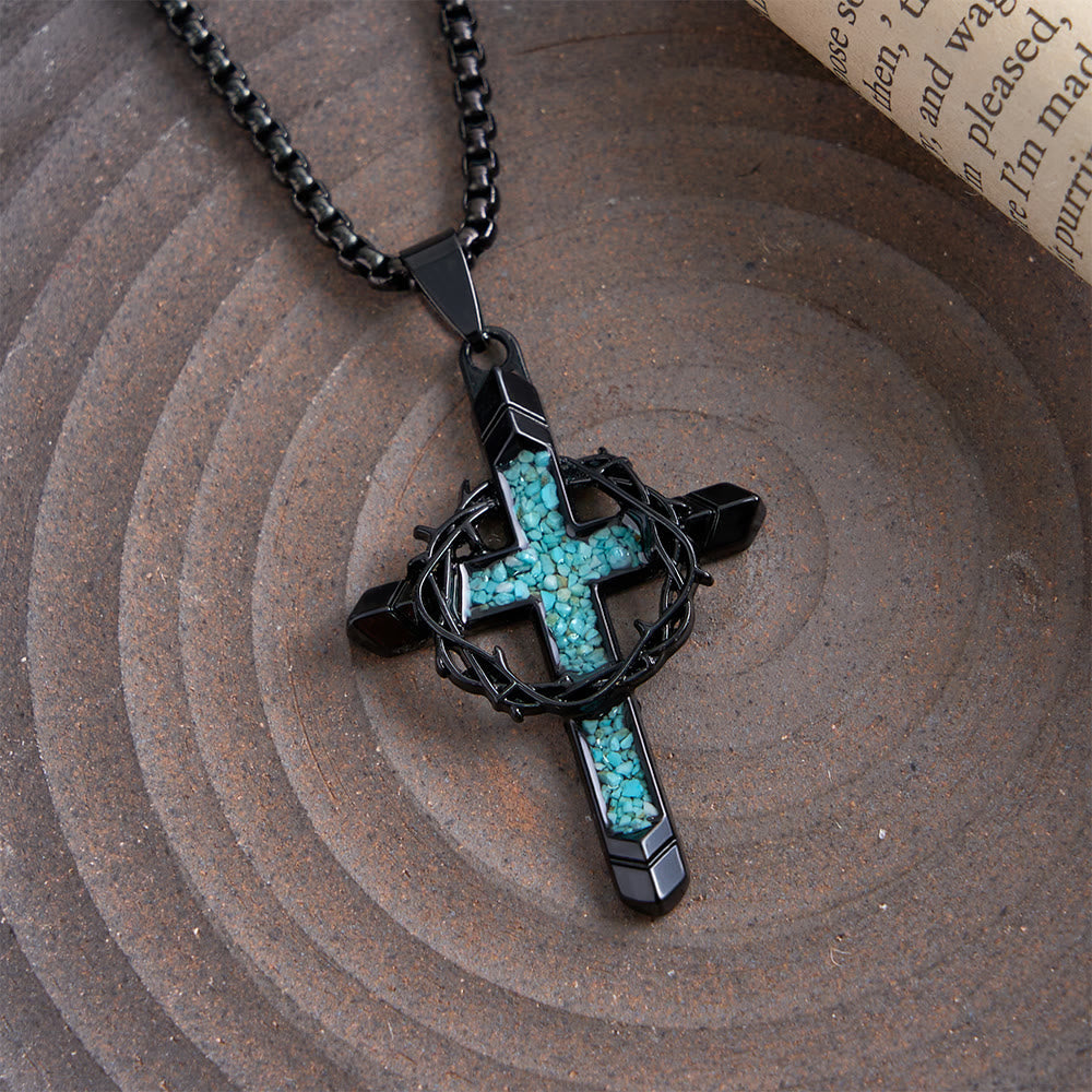 Thorn-Wrapped Inlaid Cross Pendant Necklace: A Symbol of Christ’s Sacrificial Love