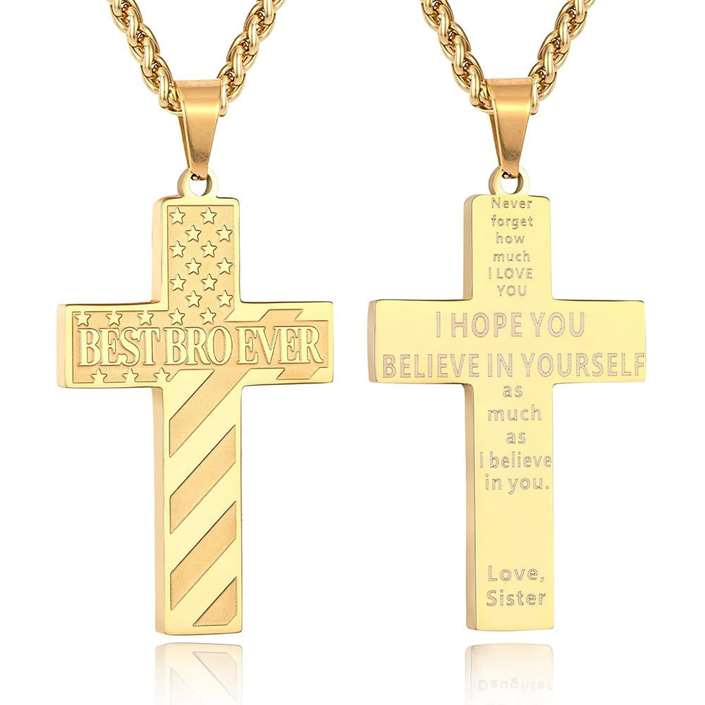 You'll Always Be My Hero Patriotic Cross Necklace: A Sentimental Gift for Dad from Son, Daughter & Brother, Emblem of Family Bond & Faith