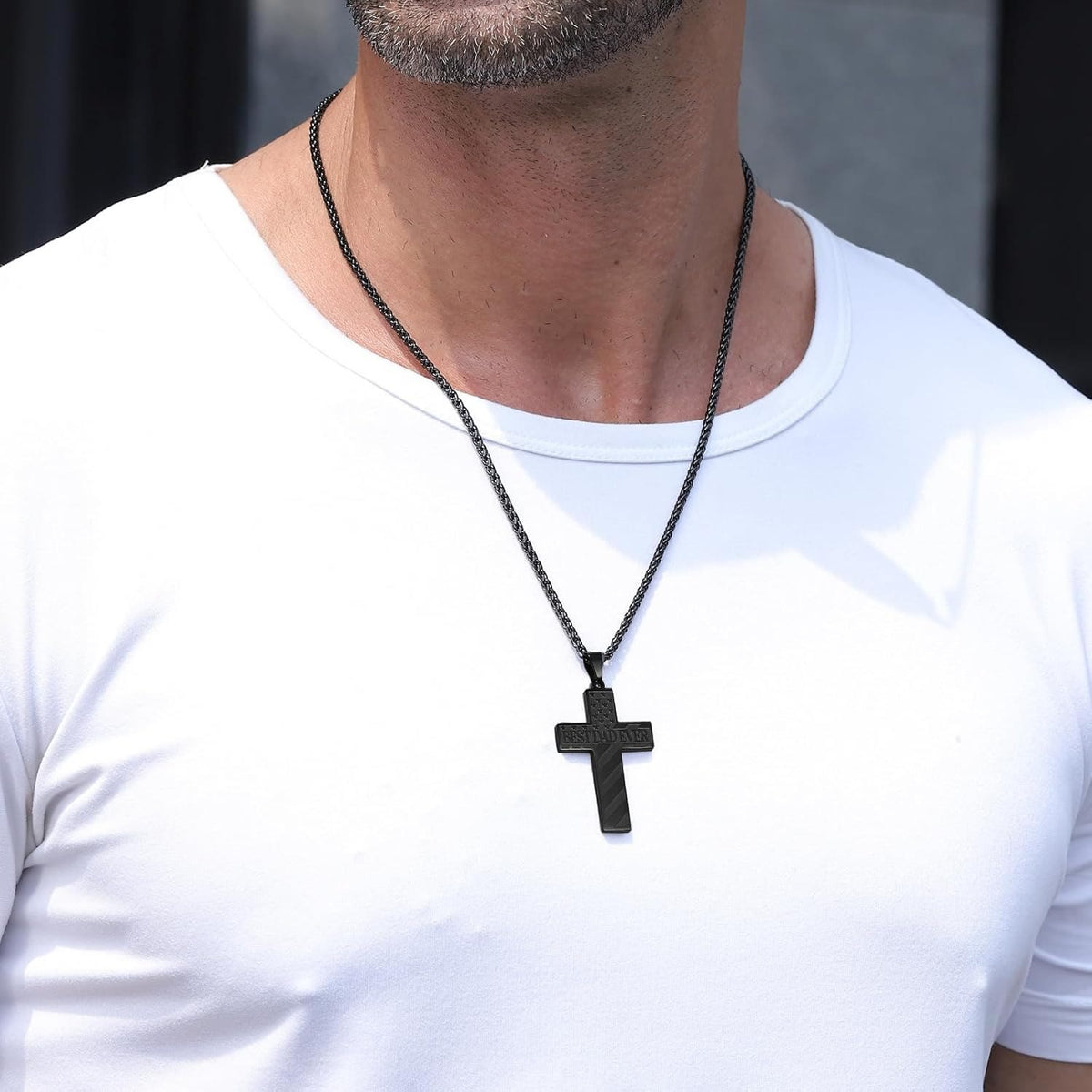 You'll Always Be My Hero Patriotic Cross Necklace: A Sentimental Gift for Dad from Son, Daughter & Brother, Emblem of Family Bond & Faith