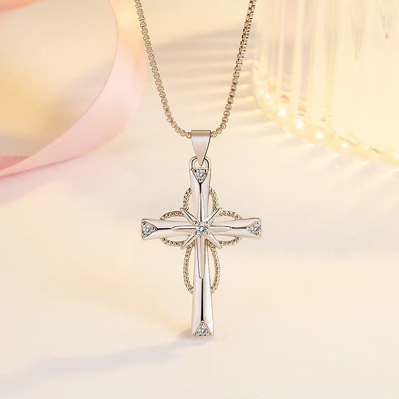 Crystal-Encrusted Infinity Cross Necklace: A Symbol of Eternal Faith & Divine Light