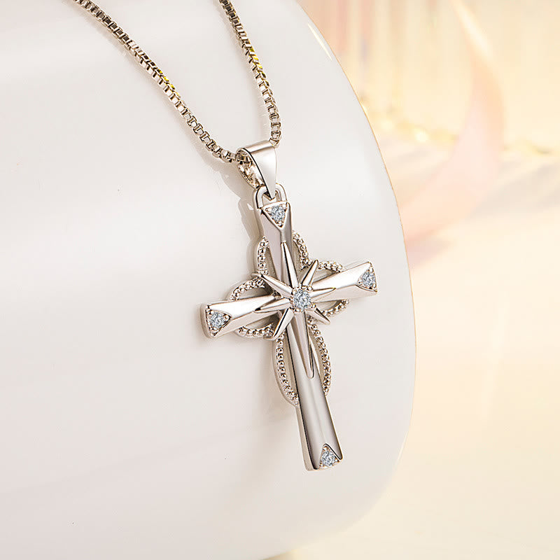 Crystal-Encrusted Infinity Cross Necklace: A Symbol of Eternal Faith & Divine Light
