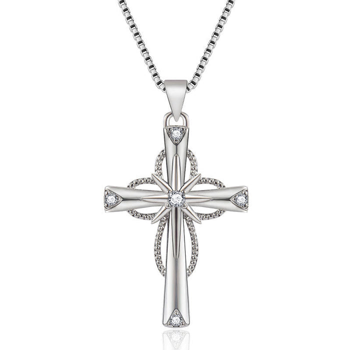 Crystal-Encrusted Infinity Cross Necklace: A Symbol of Eternal Faith & Divine Light