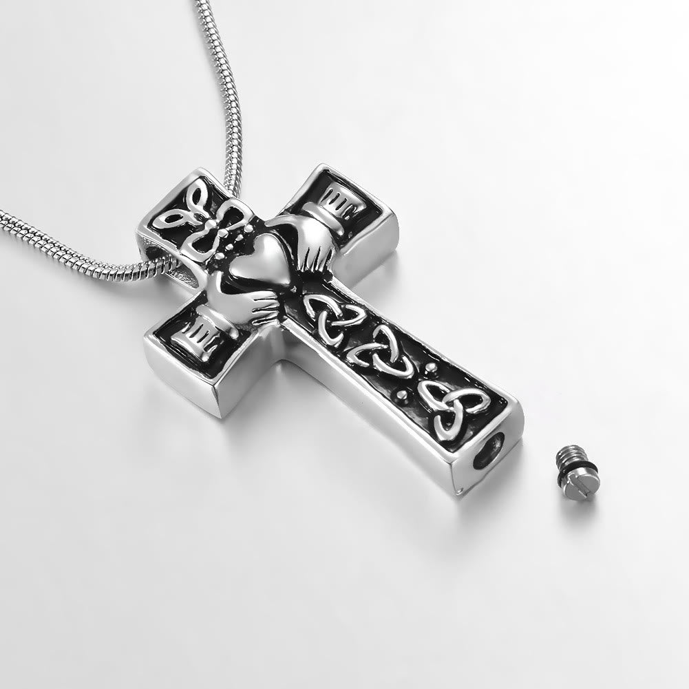 Claddagh Celtic Knot Christian Cross Necklace: Emblem of Divine Love & Faithful Devotion