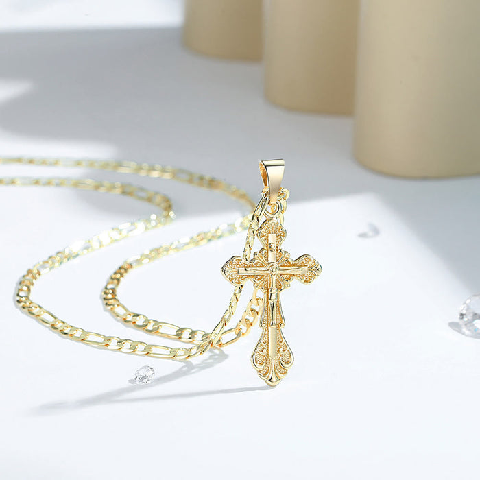 Vintage Floral Engraved Cross Pendant Necklace: A Testament to Sacred Beauty & Unwavering Christian Devotion
