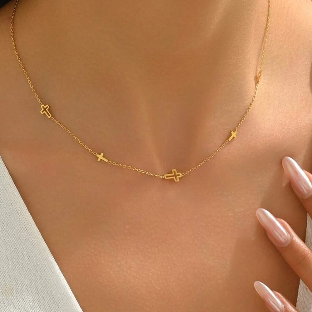 Dainty Open Cross Station Chain Necklace: A Testament to Gentle Devotion & Everlasting Christian Grace