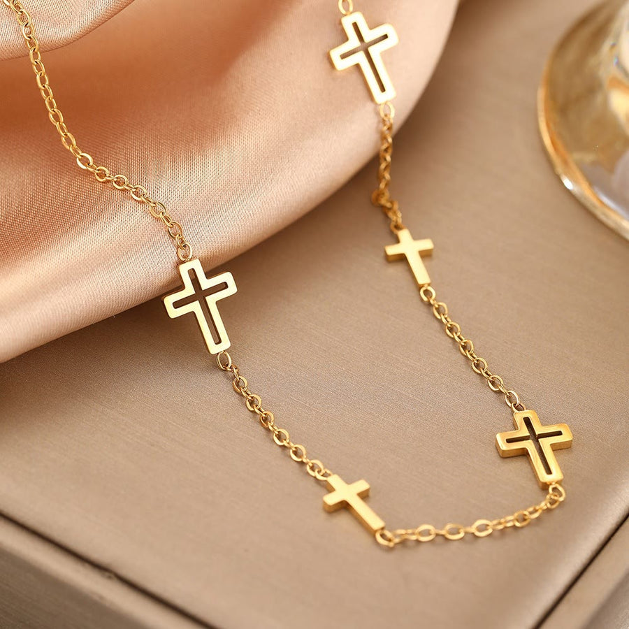Dainty Open Cross Station Chain Necklace: A Testament to Gentle Devotion & Everlasting Christian Grace