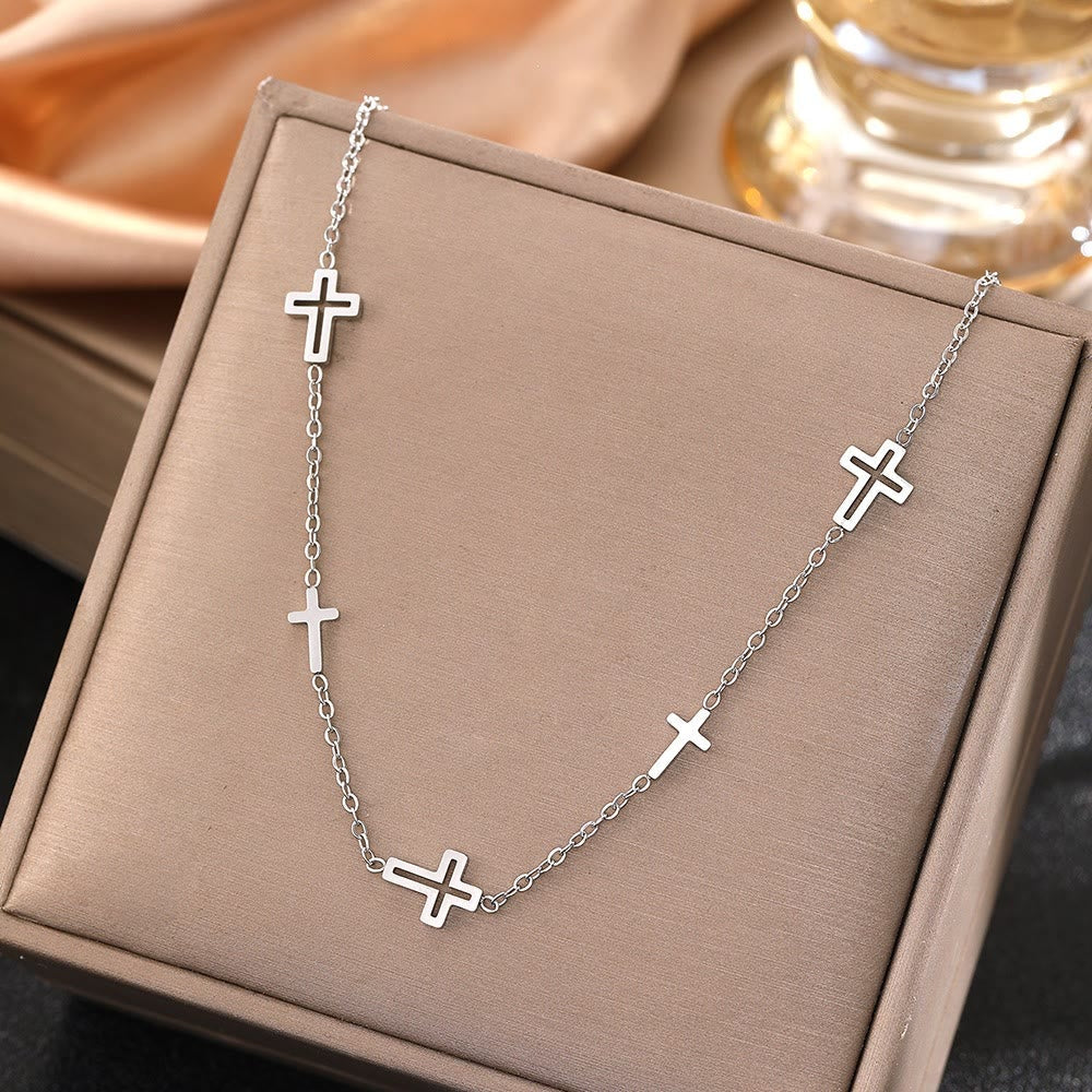 Dainty Open Cross Station Chain Necklace: A Testament to Gentle Devotion & Everlasting Christian Grace