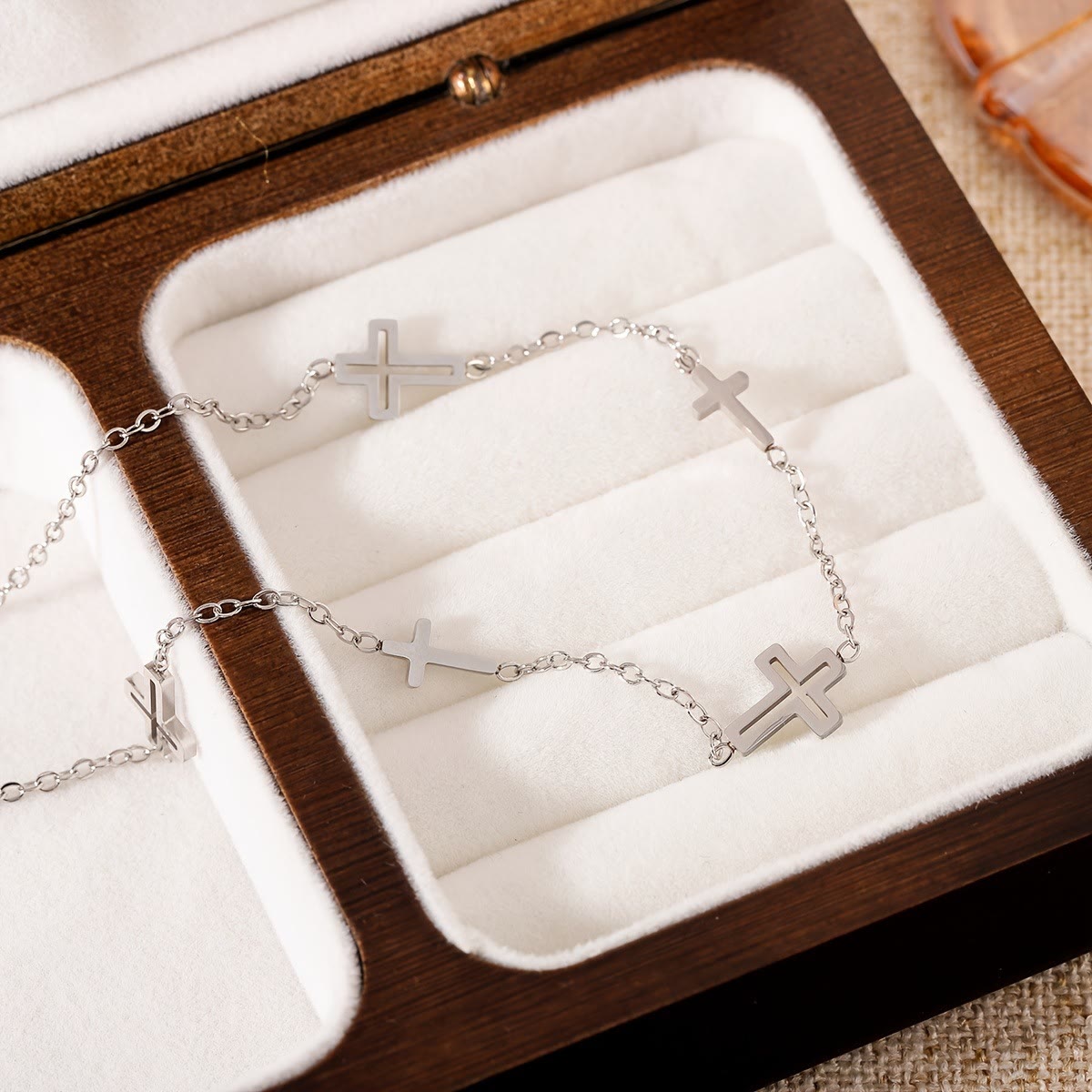 Dainty Open Cross Station Chain Necklace: A Testament to Gentle Devotion & Everlasting Christian Grace