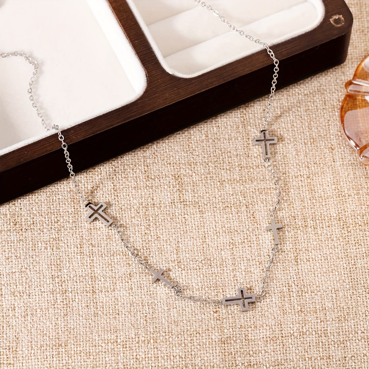 Dainty Open Cross Station Chain Necklace: A Testament to Gentle Devotion & Everlasting Christian Grace