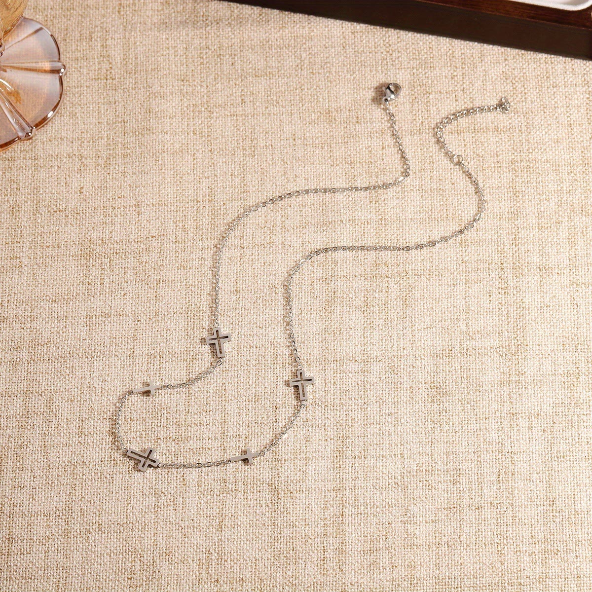 Dainty Open Cross Station Chain Necklace: A Testament to Gentle Devotion & Everlasting Christian Grace