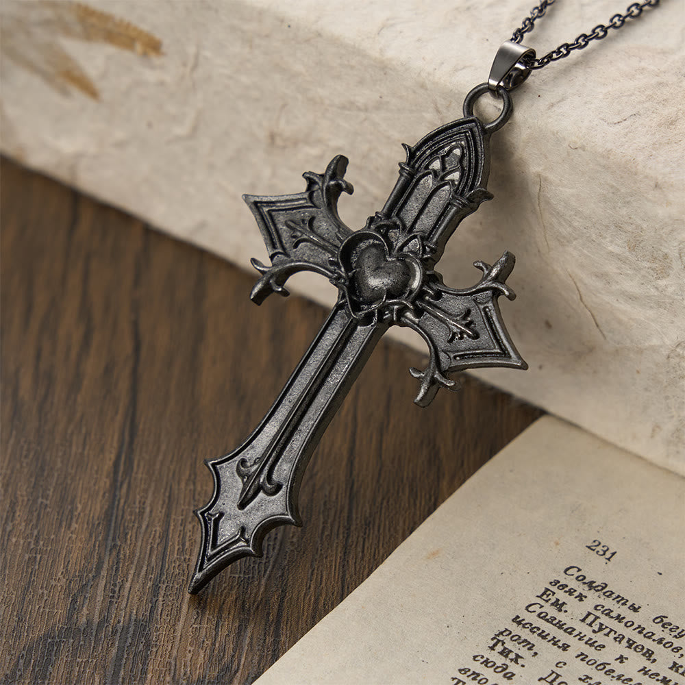 Crown of Thorns Gothic Cross Pendant Necklace: Emblem of Christ's Sacrifice & Redemption