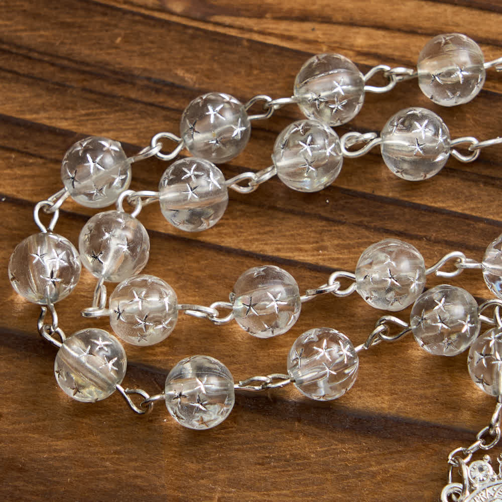 Frosted Bead Six Tablets Rosary with St. Benedict Medal and Cross