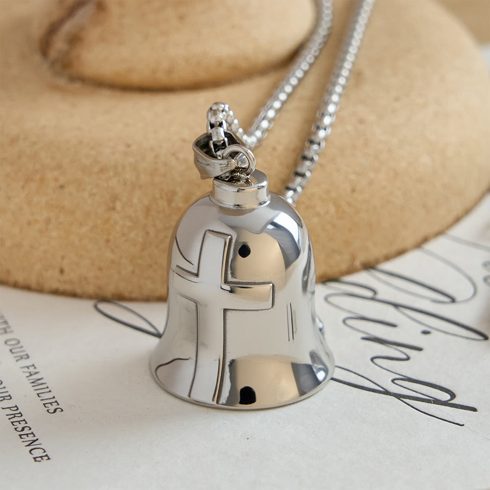 Classic Guardian Bell Pendant Necklace with Praying Hands or Cross: A Timeless Emblem of Unwavering Faith