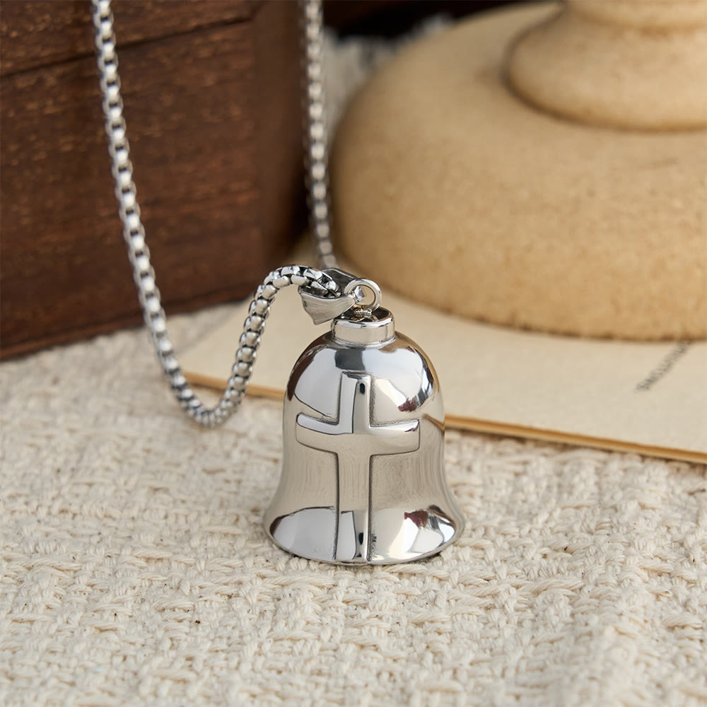 Classic Guardian Bell Pendant Necklace with Praying Hands or Cross: A Timeless Emblem of Unwavering Faith