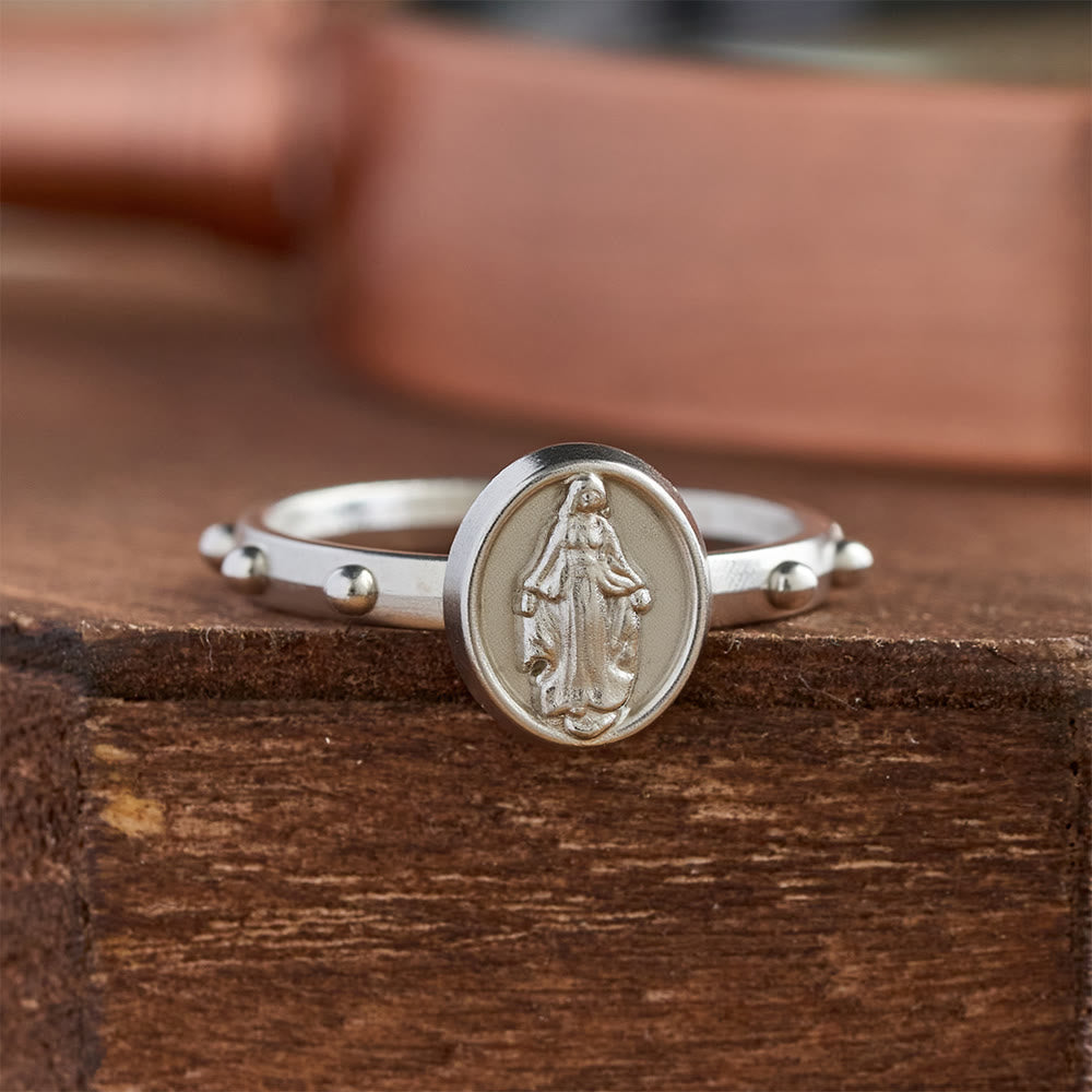 Our Lady of Grace Finger Rosary Ring with Marian Medallion: A Symbol of Devotion