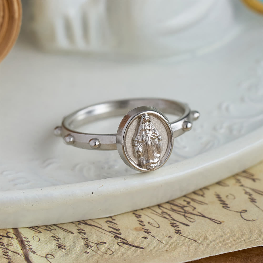Our Lady of Grace Finger Rosary Ring with Marian Medallion: A Symbol of Devotion