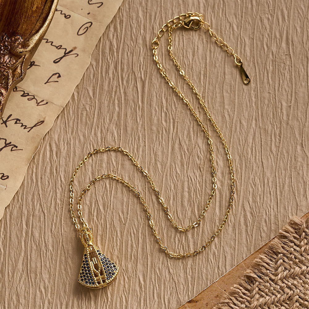 Our Lady of Aparecida Blue & White Double-Sided Pendant Necklace with Crown & Cross Details
