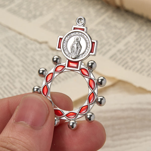 Vibrant Enamel Our Lady Finger Rosary with Round Prayer Bead Accents: A Daily Symbol of Comfort and Hope