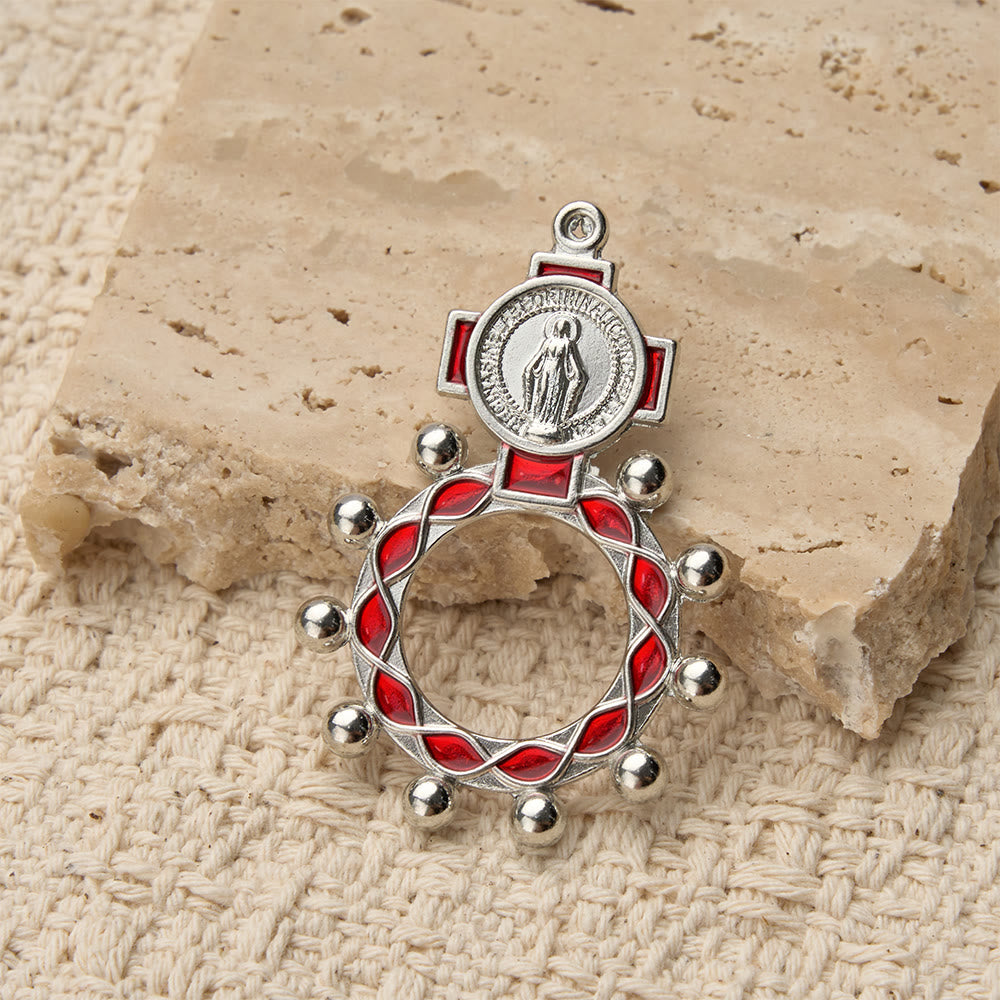 Vibrant Enamel Our Lady Finger Rosary with Round Prayer Bead Accents: A Daily Symbol of Comfort and Hope