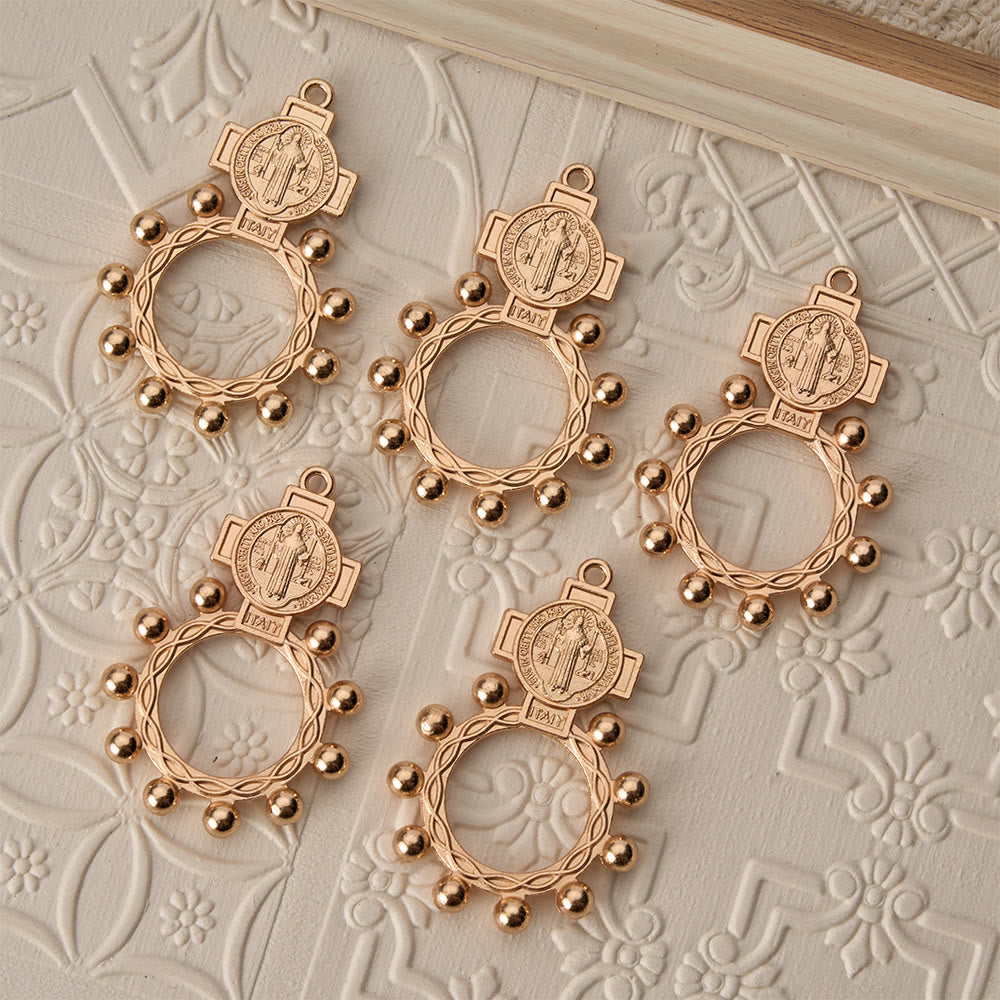 St. Benedict Finger Rosary with Beaded Halo Frame: A Symbol of Divine Protection