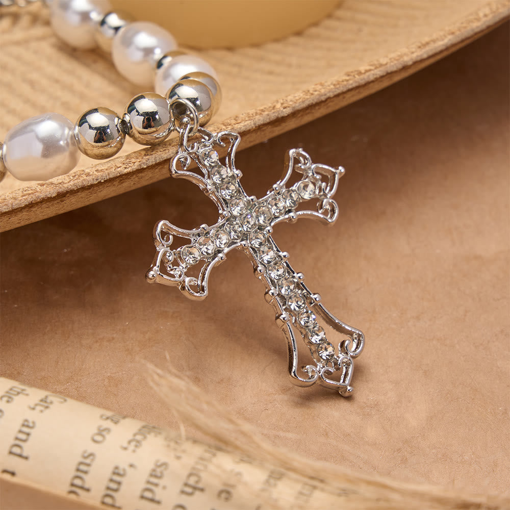 Baroque Pearl & Zircon Gothic Cross Necklace: A Symbol of Faith and Romantic Devotion