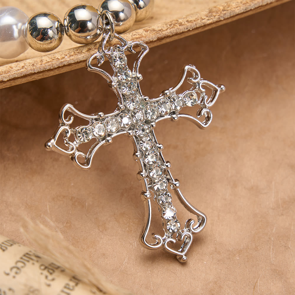 Baroque Pearl & Zircon Gothic Cross Necklace: A Symbol of Faith and Romantic Devotion