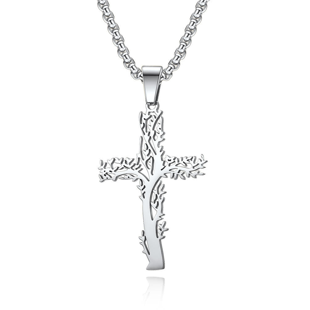 Tree of Life Cross Pendant Necklace in Three Finishes: A Symbol of Faith and Growth
