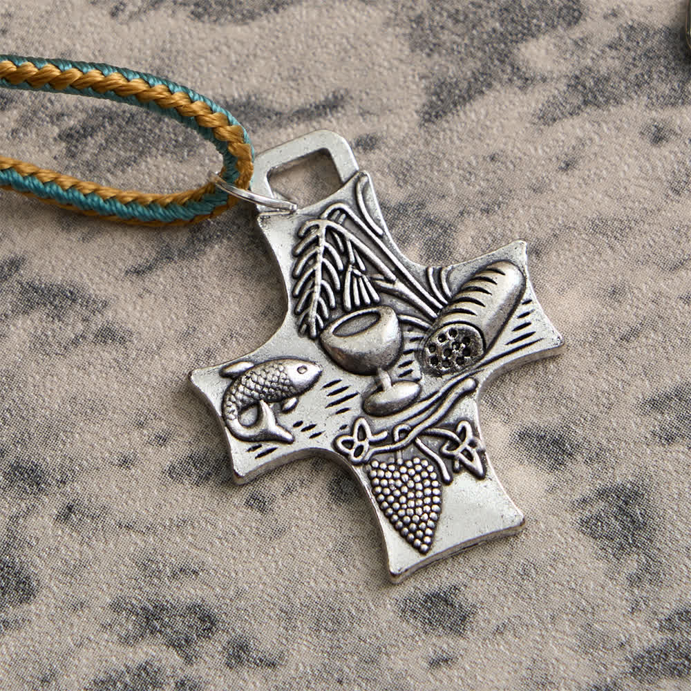 Baseball Bead Pocket Rosary with Sacred Heart & Eucharist Cross