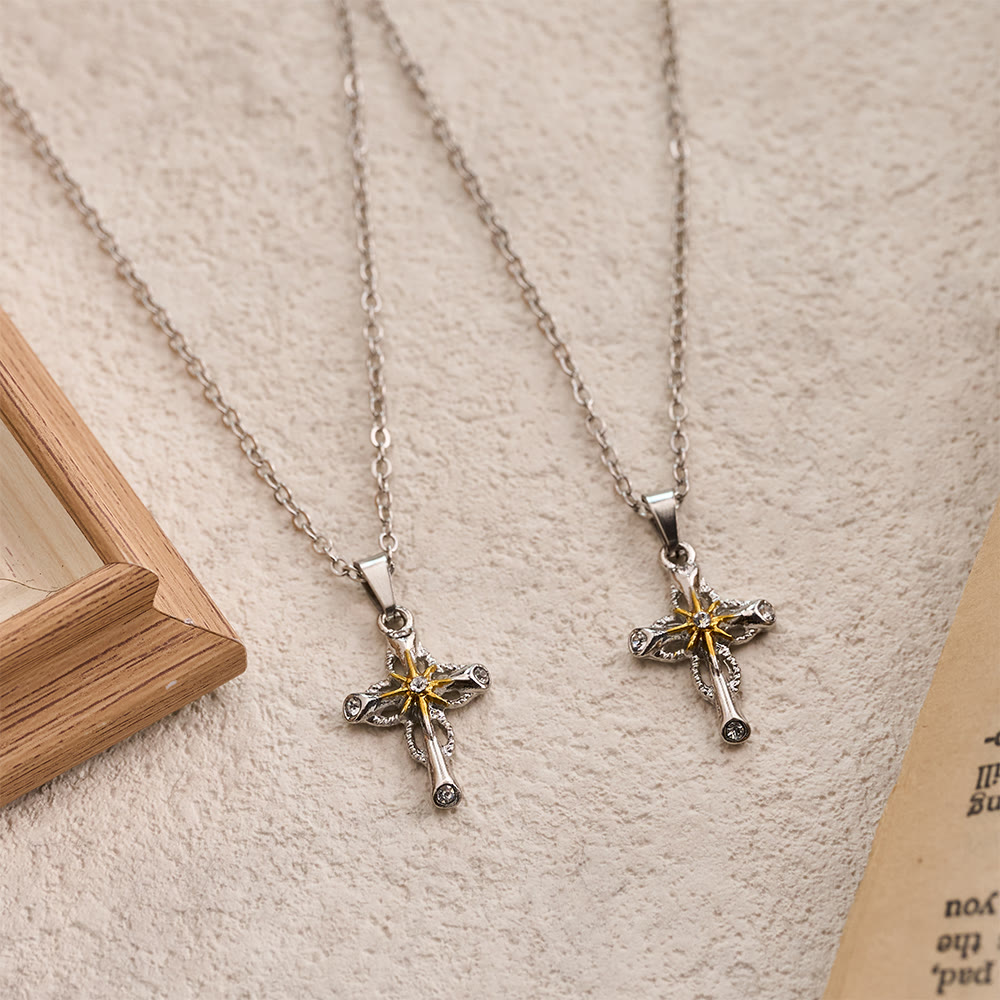 Dainty Cross Necklace with Starburst Center and Thin Chain: A Daily Symbol of Hope and Direction