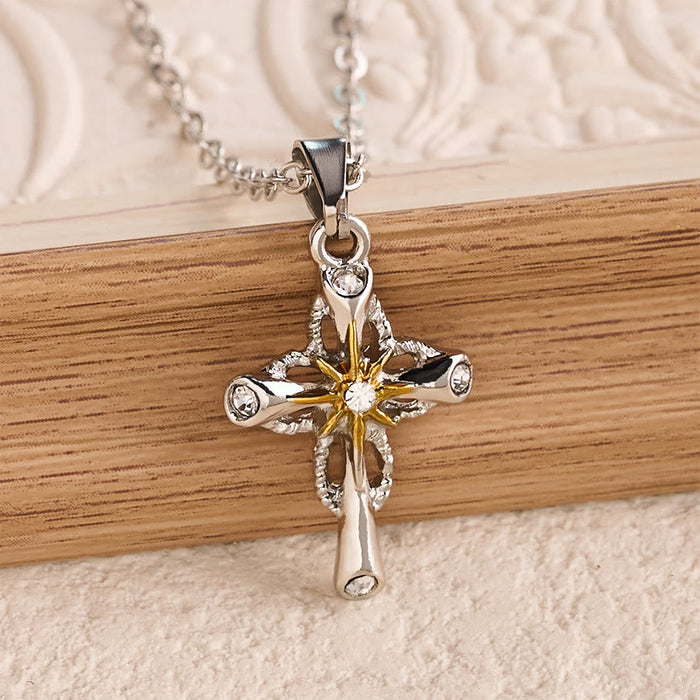 Dainty Cross Necklace with Starburst Center and Thin Chain: A Daily Symbol of Hope and Direction