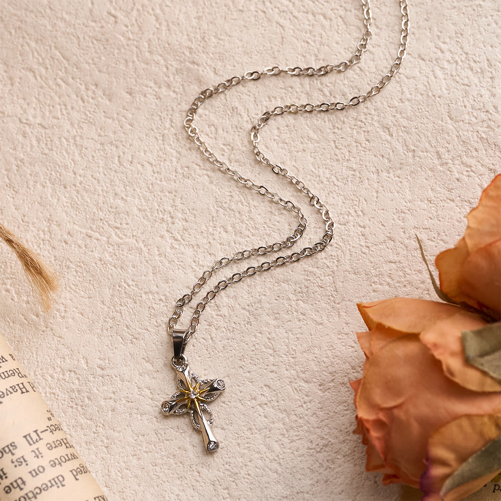 Dainty Cross Necklace with Starburst Center and Thin Chain: A Daily Symbol of Hope and Direction