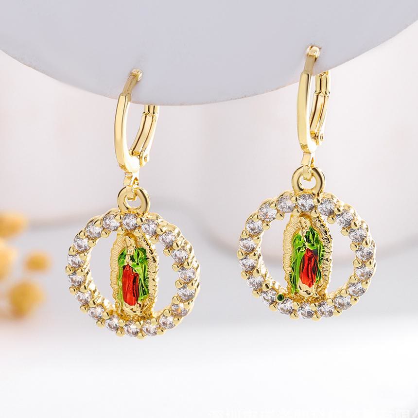 Variety-Style Saint Jude & Virgin Mary Earrings with Zircon Halo Collection: A Reminder of Heavenly Grace