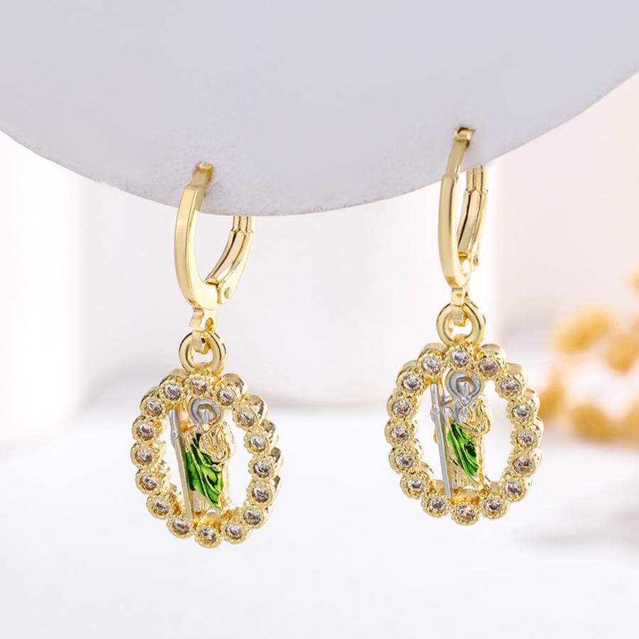 Variety-Style Saint Jude & Virgin Mary Earrings with Zircon Halo Collection: A Reminder of Heavenly Grace