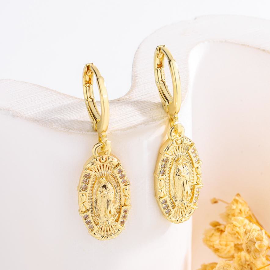 Variety-Style Saint Jude & Virgin Mary Earrings with Zircon Halo Collection: A Reminder of Heavenly Grace