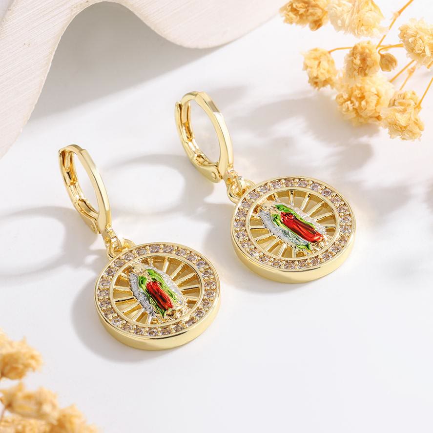 Variety-Style Saint Jude & Virgin Mary Earrings with Zircon Halo Collection: A Reminder of Heavenly Grace