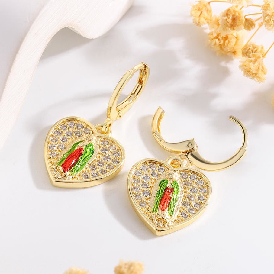 Variety-Style Saint Jude & Virgin Mary Earrings with Zircon Halo Collection: A Reminder of Heavenly Grace