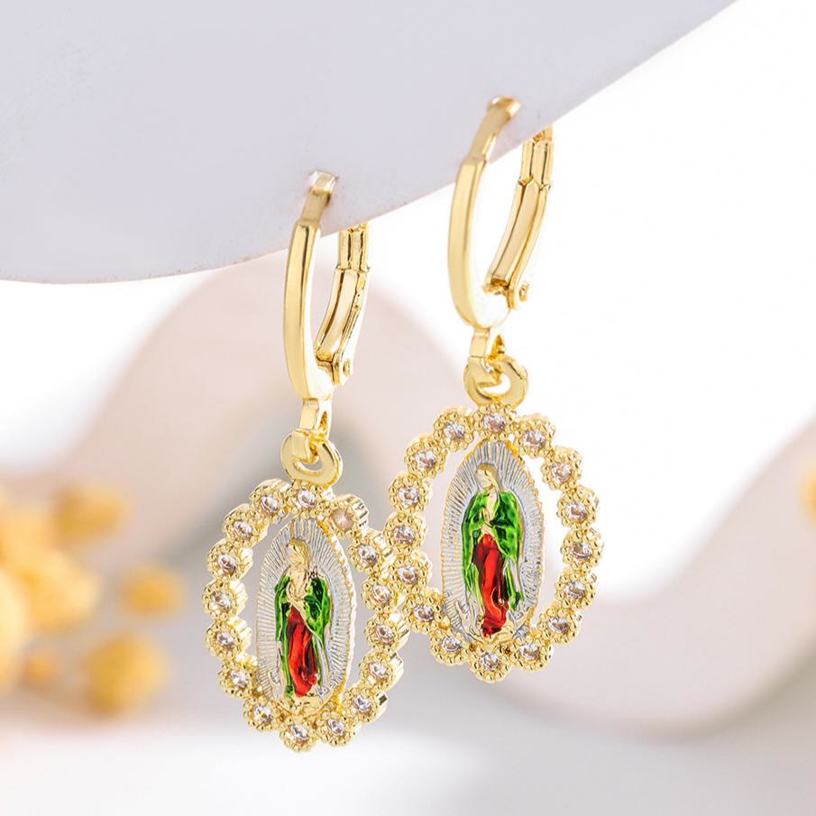 Variety-Style Saint Jude & Virgin Mary Earrings with Zircon Halo Collection: A Reminder of Heavenly Grace
