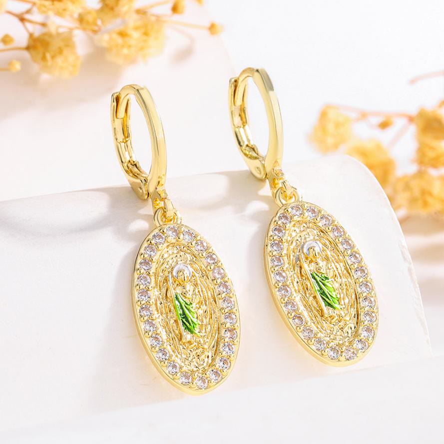 Variety-Style Saint Jude & Virgin Mary Earrings with Zircon Halo Collection: A Reminder of Heavenly Grace