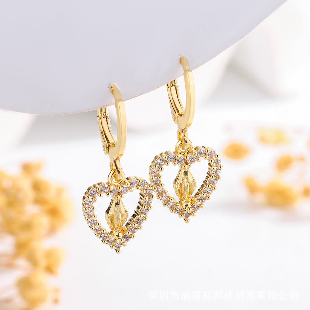 Variety-Style Saint Jude & Virgin Mary Earrings with Zircon Halo Collection: A Reminder of Heavenly Grace